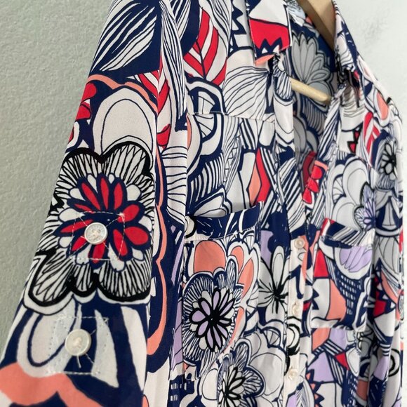 Express Portofino Shirt Womens Small Slim Fit Floral Button Up Blouse - Picture 6 of 7